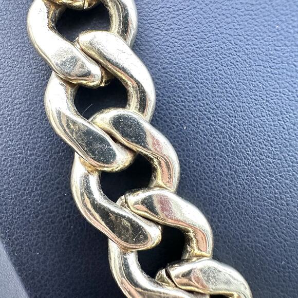 Chunky Gold Tone Cuban Curb Chain Thick 80s 90s Mob Wife Necklace Vintage 23” - Picture 4 of 5